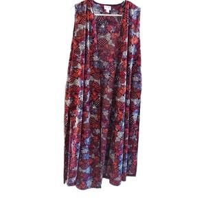 LuLaRoe Lace Open Front Duster Large  Tribal Print Vest Whimsy Festival Witchy
